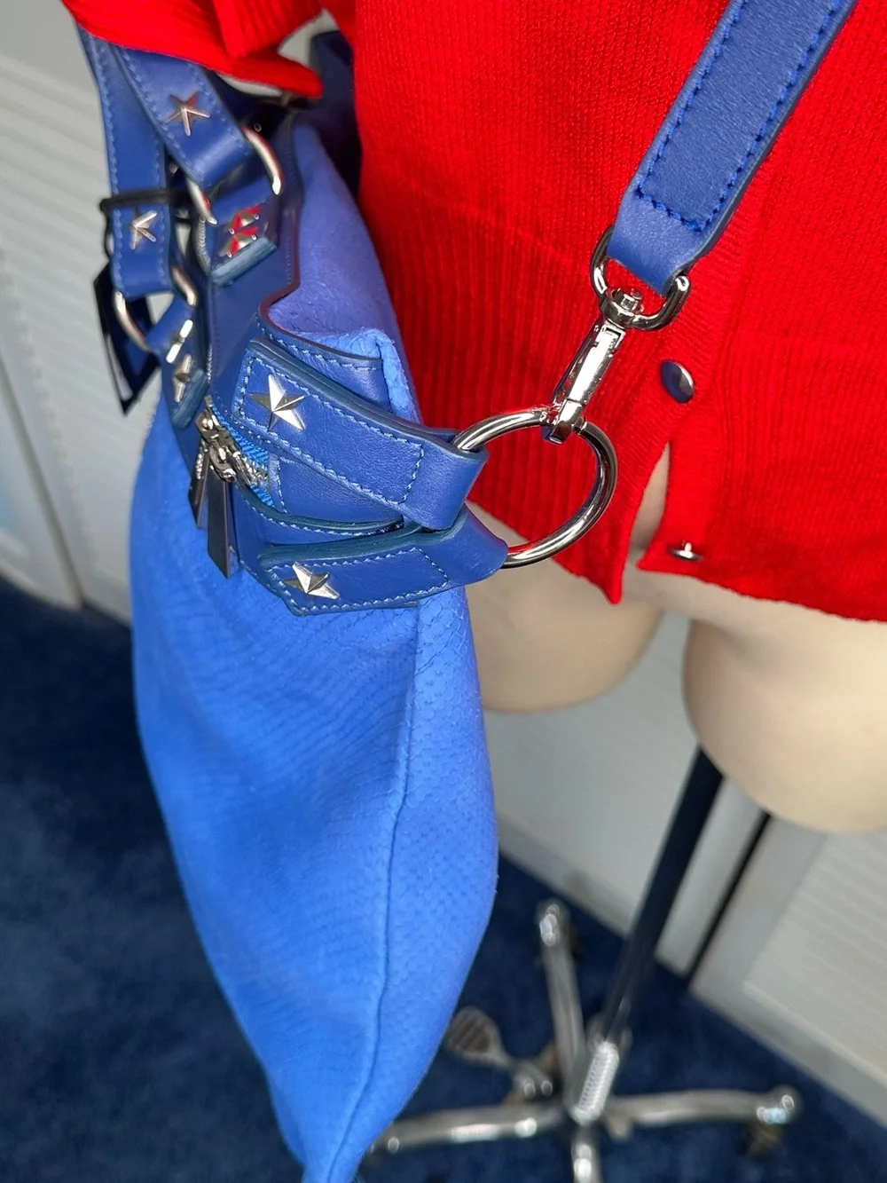Just Cavalli Royal Blue Tote with Silver Star Trim